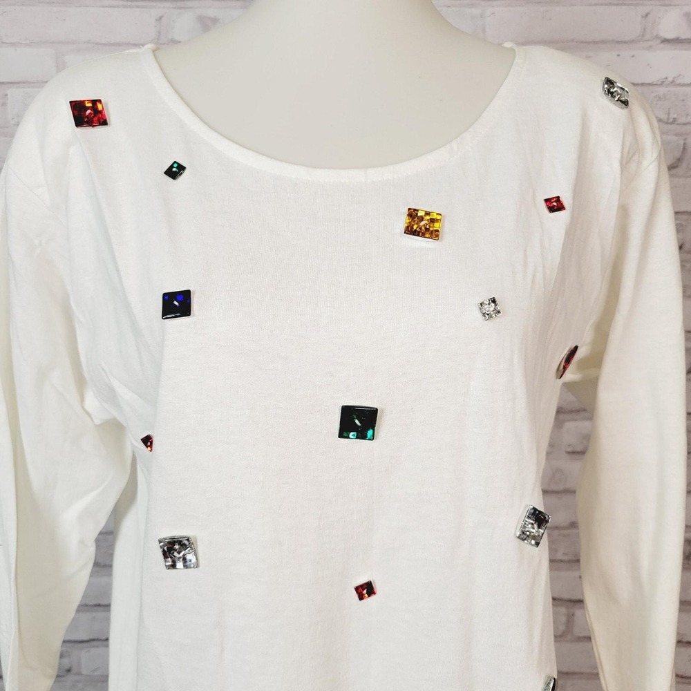 Vintage 80s Deborah Wiley California jeweled tunic top‎ Sz M T-shirt dress